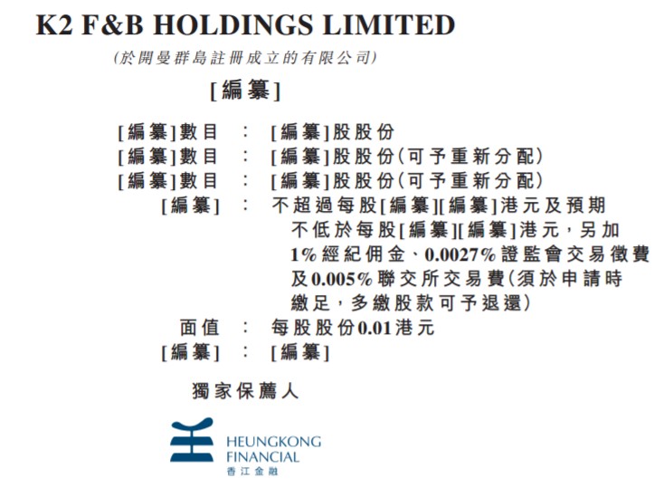 新加坡餐饮集团K2 F&B Holdings Limited通过港交所上市聆讯
