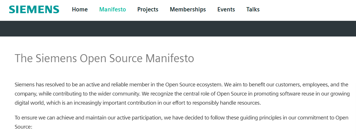西门子宣布拥抱开源，将在开发中使用并贡献更多开源项目