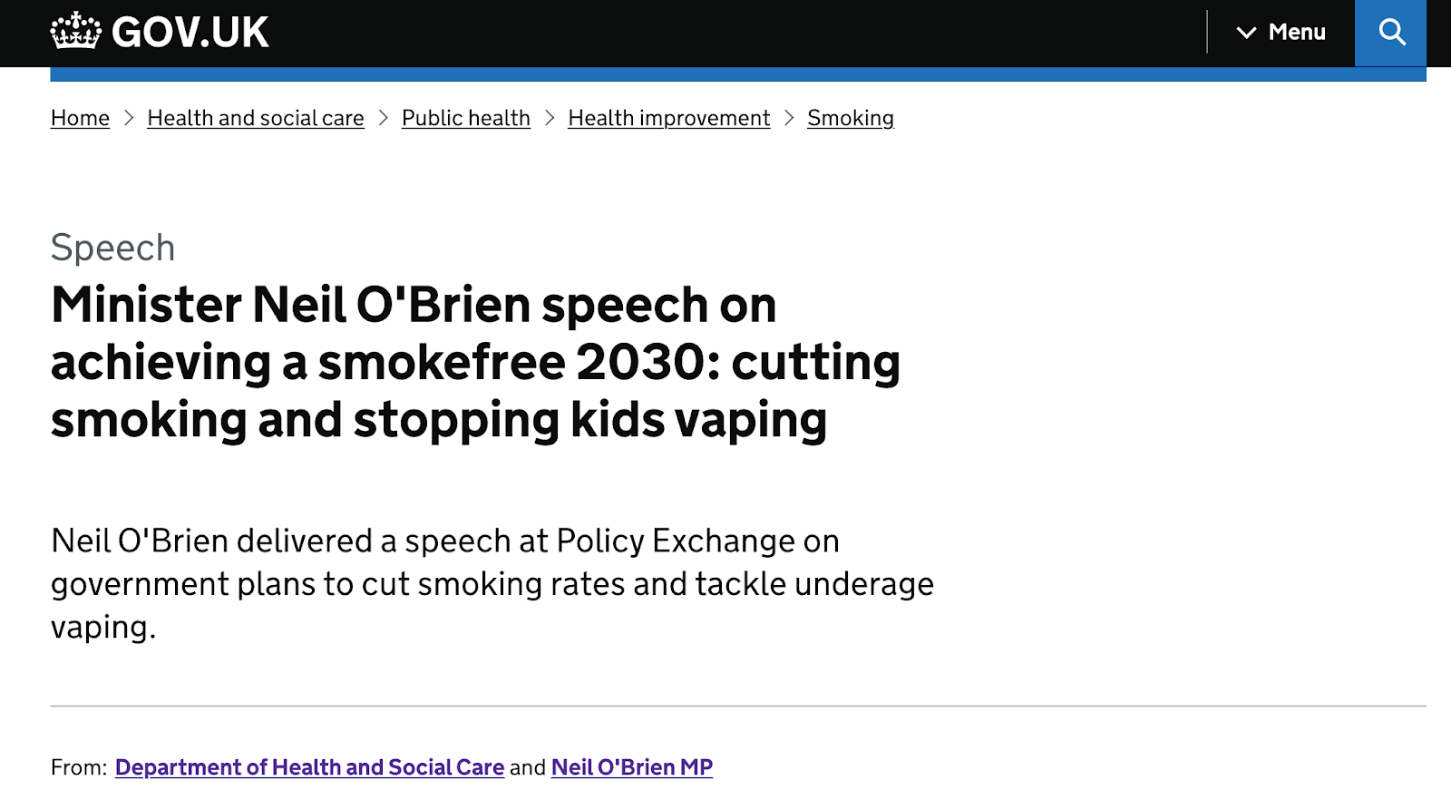 英国卫生部长：将向100万烟民免费发电子烟，开发其戒烟潜力