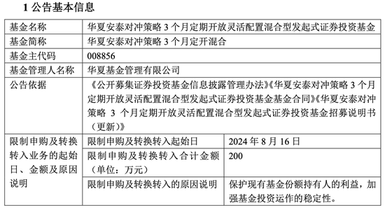 控制规模、限制大额申购，这只基金又出手！