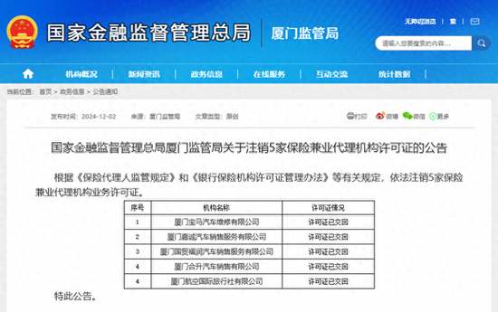 又一批保险中介机构牌照被注销 年内超350家机构退出市场 甚至包括地方商业银行