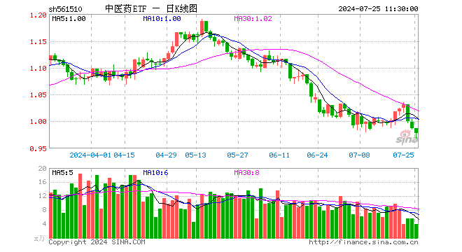 中医药ETF（561510）跌0.91%，半日成交额378.09万元