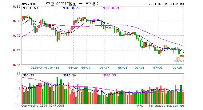 中证1000ETF基金（560110）涨0.74%，半日成交额2161.99万元