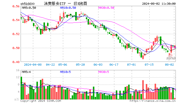 消费服务ETF（516600）涨0.20%，半日成交额28.71万元