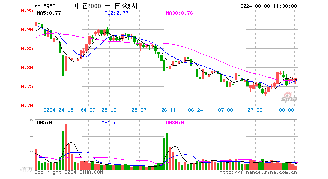 中证2000ETF（159531）涨0.39%，半日成交额3147.06万元