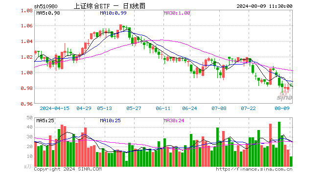 上证综合ETF（510980）涨0.20%，半日成交额982.71万元