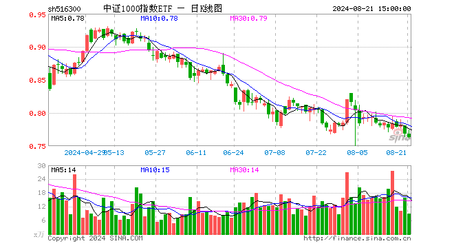 中证1000指数ETF（516300）跌0.65%，成交额691.67万元