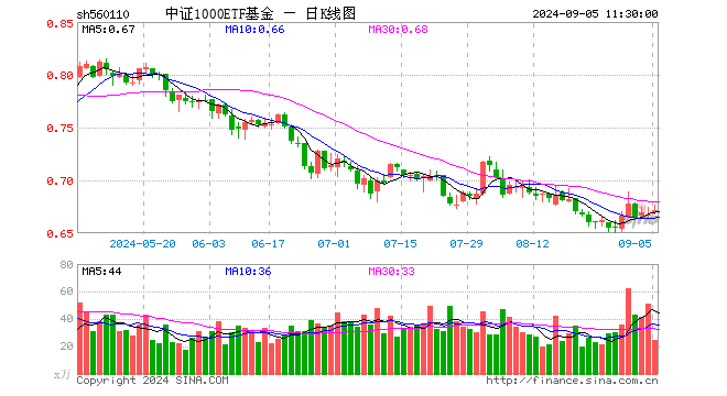 中证1000ETF基金（560110）涨0.60%，半日成交额1632.15万元