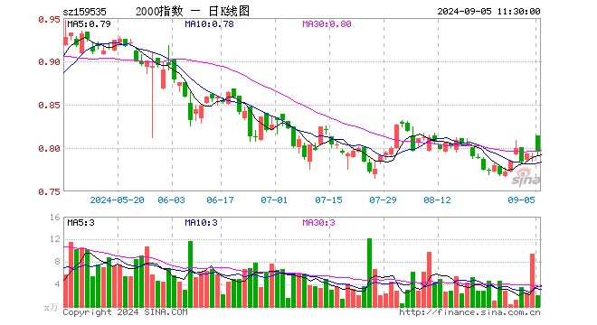 中证2000ETF指数（159535）涨0.63%，半日成交额163.22万元