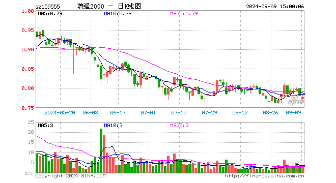 2000增强ETF（159555）跌0.38%，成交额220.91万元