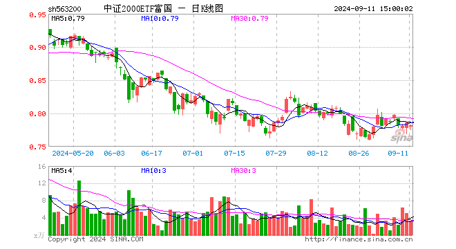 中证2000ETF富国（563200）跌0.51%，成交额256.84万元