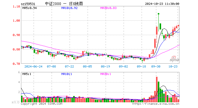 中证2000ETF（159531）涨0.73%，半日成交额4891.63万元