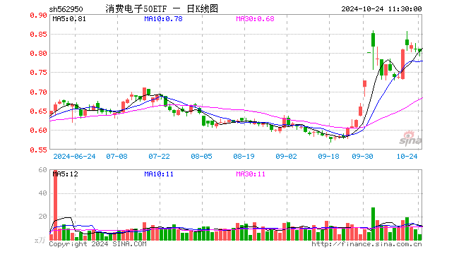 消费电子50ETF（562950）跌0.99%，半日成交额363.02万元