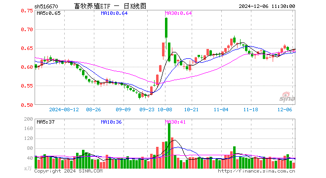 畜牧养殖ETF（516670）涨0.62%，半日成交额1335.91万元