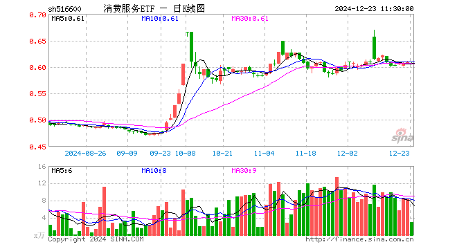 消费服务ETF（516600）涨0.16%，半日成交额177.66万元