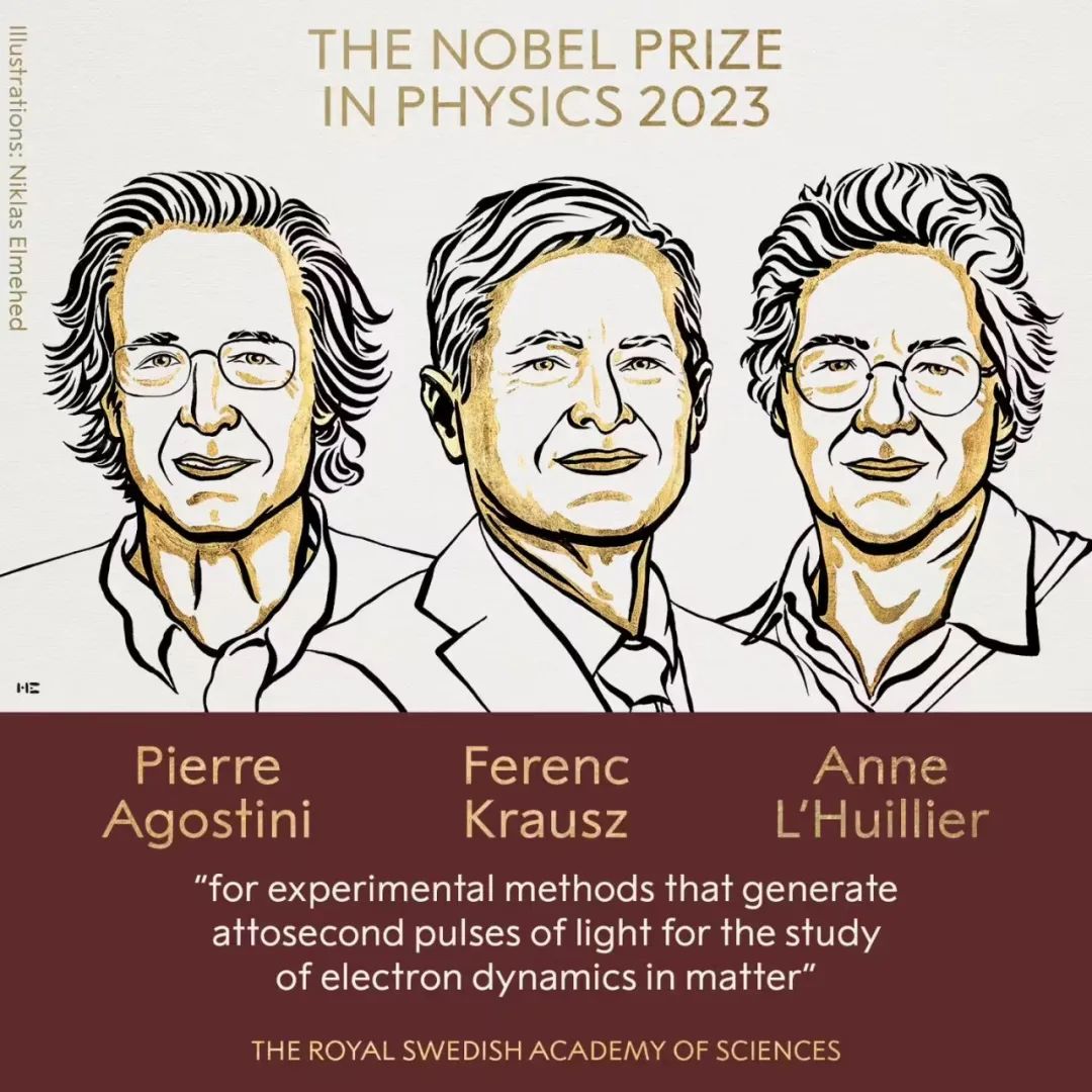 2023年诺贝尔物理学奖揭晓：阿秒光脉冲技术研究者获奖，可用于研究物质中的电子动力学