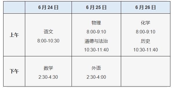 北京2024年中考日程安排。图/北京教育考试院官网