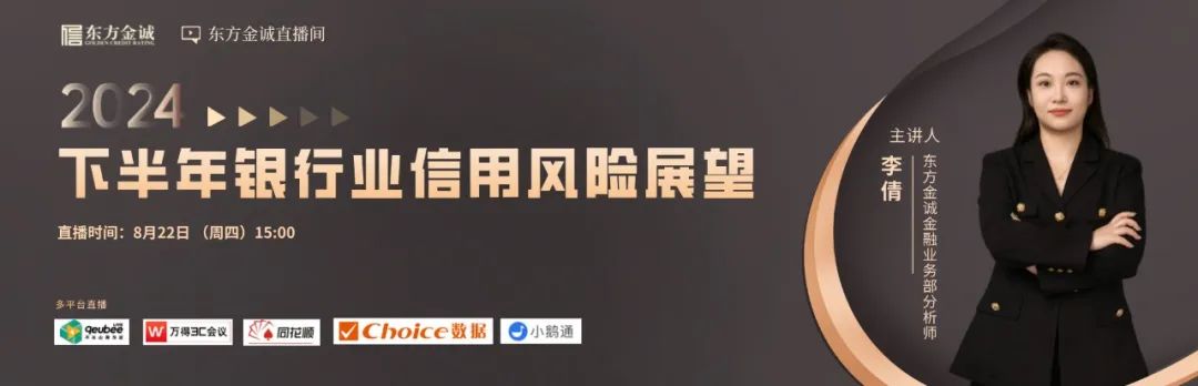 今日直播 | 2024年下半年银行业信用风险展望