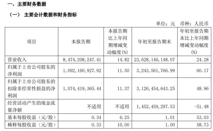 （赛轮轮胎三季报截图）