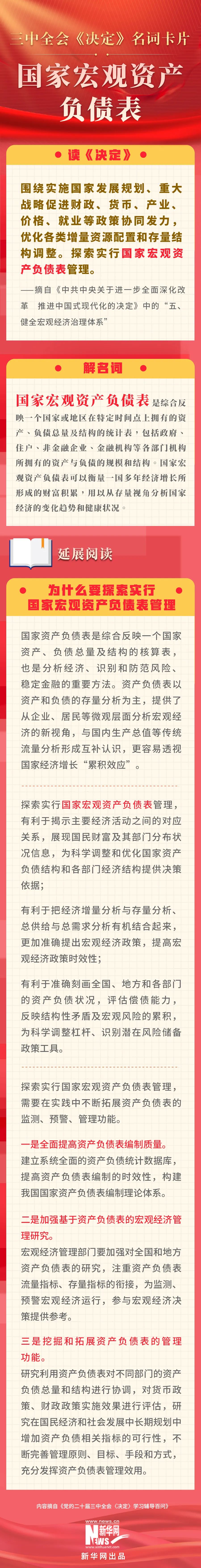 党建学习｜三中全会《决定》名词卡片天天学：国家宏观资产负债表