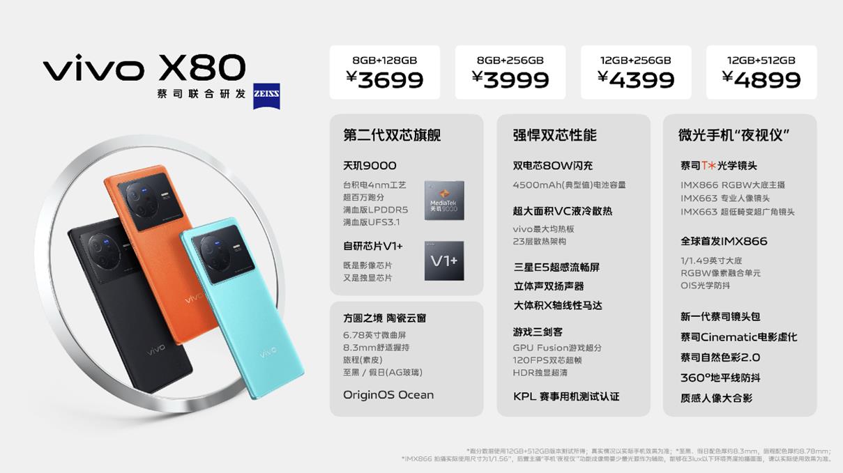 vivo X80售价公布(图源vivo官网)