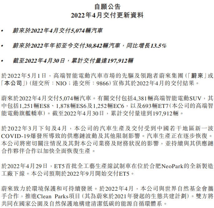 蔚来、理想汽车深受疫情困扰：正与供应链企业一起合作以加快全面恢复生产