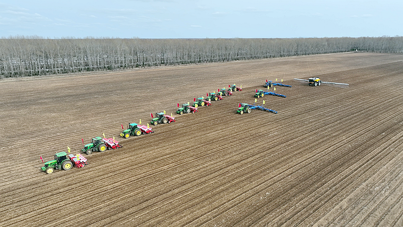 今年春耕期间北大荒集团军川农场有限公司大豆播种现场。（受访者供图）