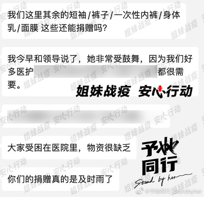 基金会向医护征集需求（图源：予她同行）