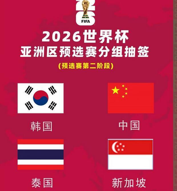 国足世预赛最后一个同组对手确定：新加坡队晋级36强赛