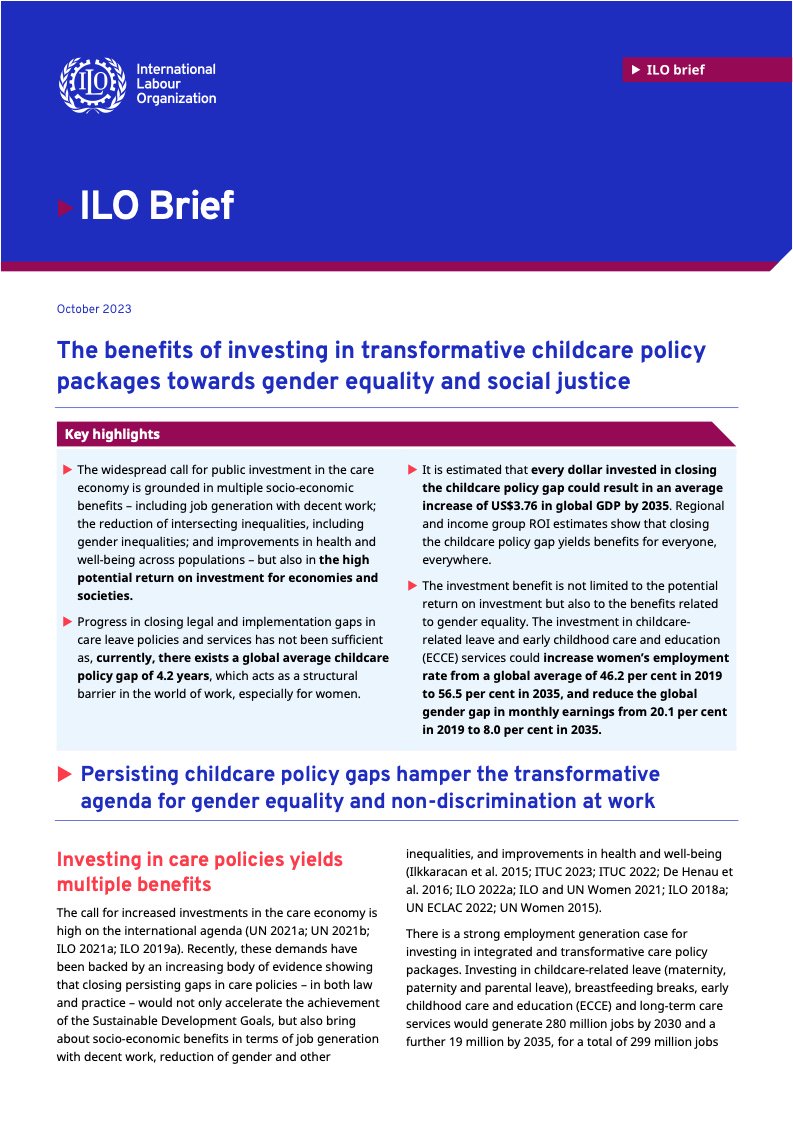 国际劳工组织：缩小儿童保育政策差距可带来高额投资回报