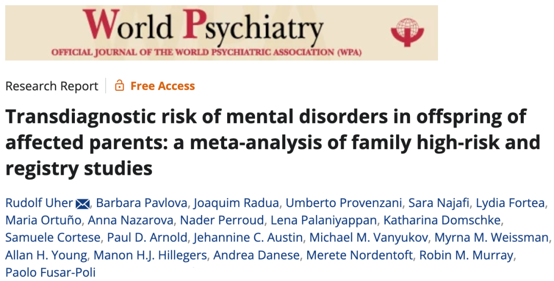 WP：迄今最大规模研究发现，父母患精神疾病会大幅增加后代患精神疾病的风险
