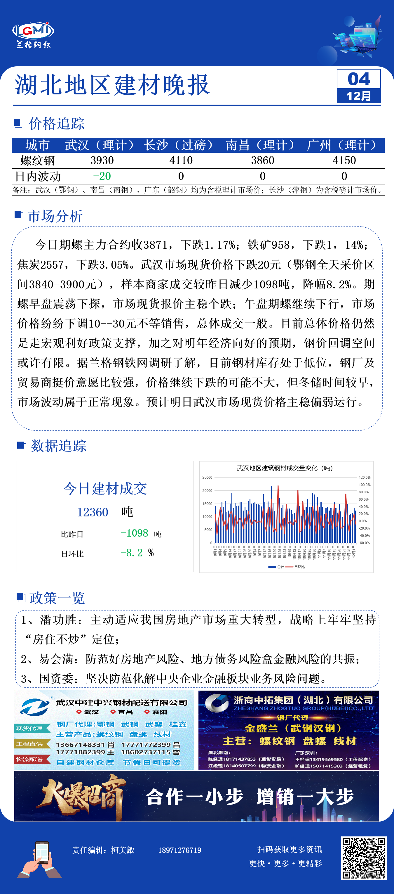 武汉市场建材价格小幅下跌  成交一般