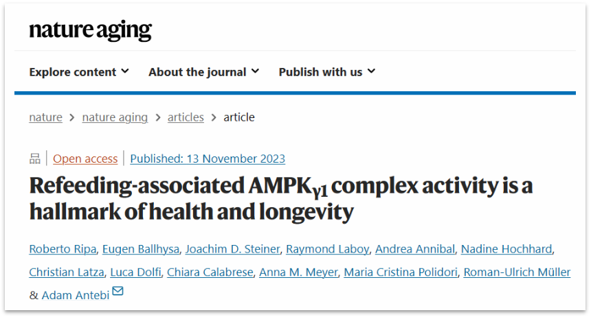 禁食抗衰老，记得要趁早！Nature子刊：激活AMPKγ1复合体可改善衰老禁食样反应，并代谢健康、延长寿命