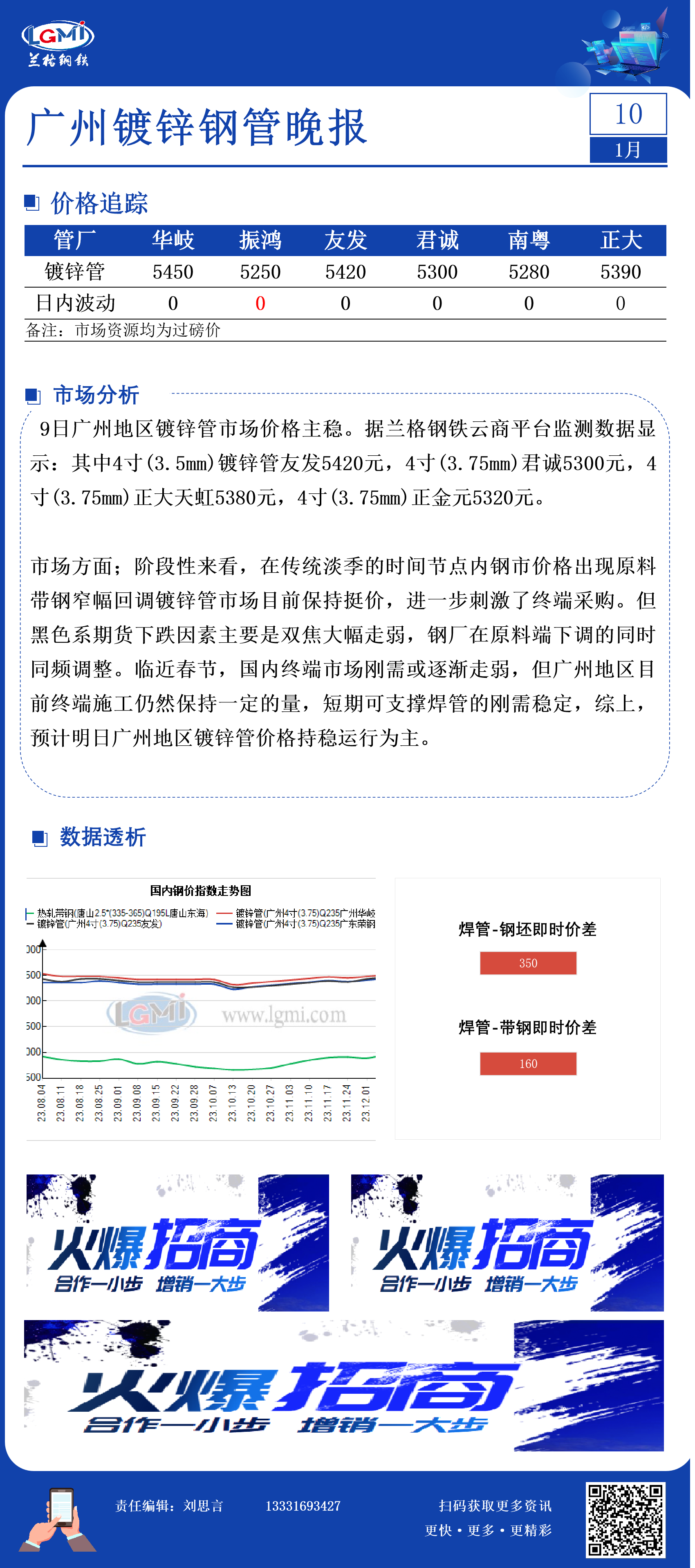 广州地区镀锌管价格主稳 终端刚需稳定
