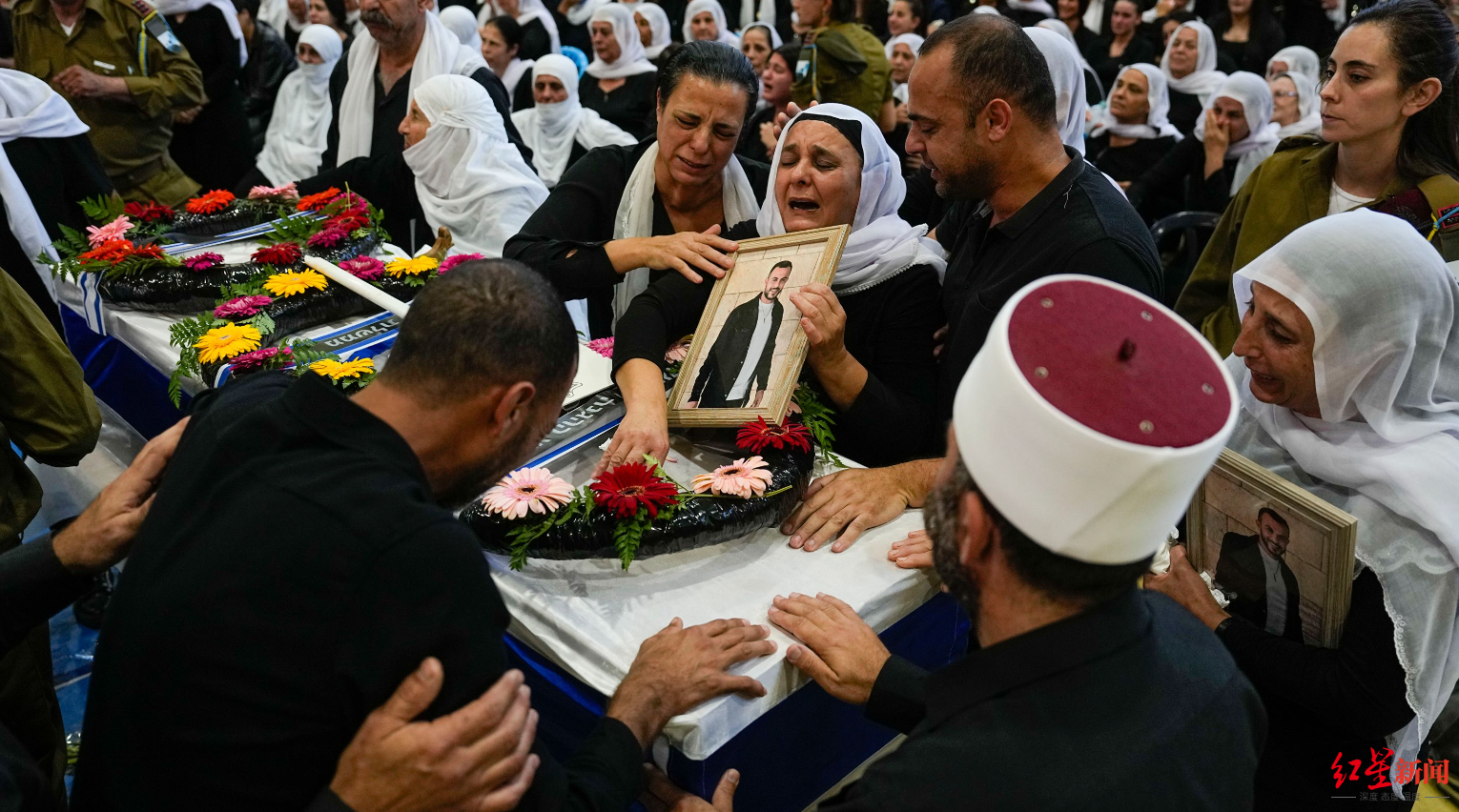 ▲德鲁兹社区哀悼在加沙战死的士兵