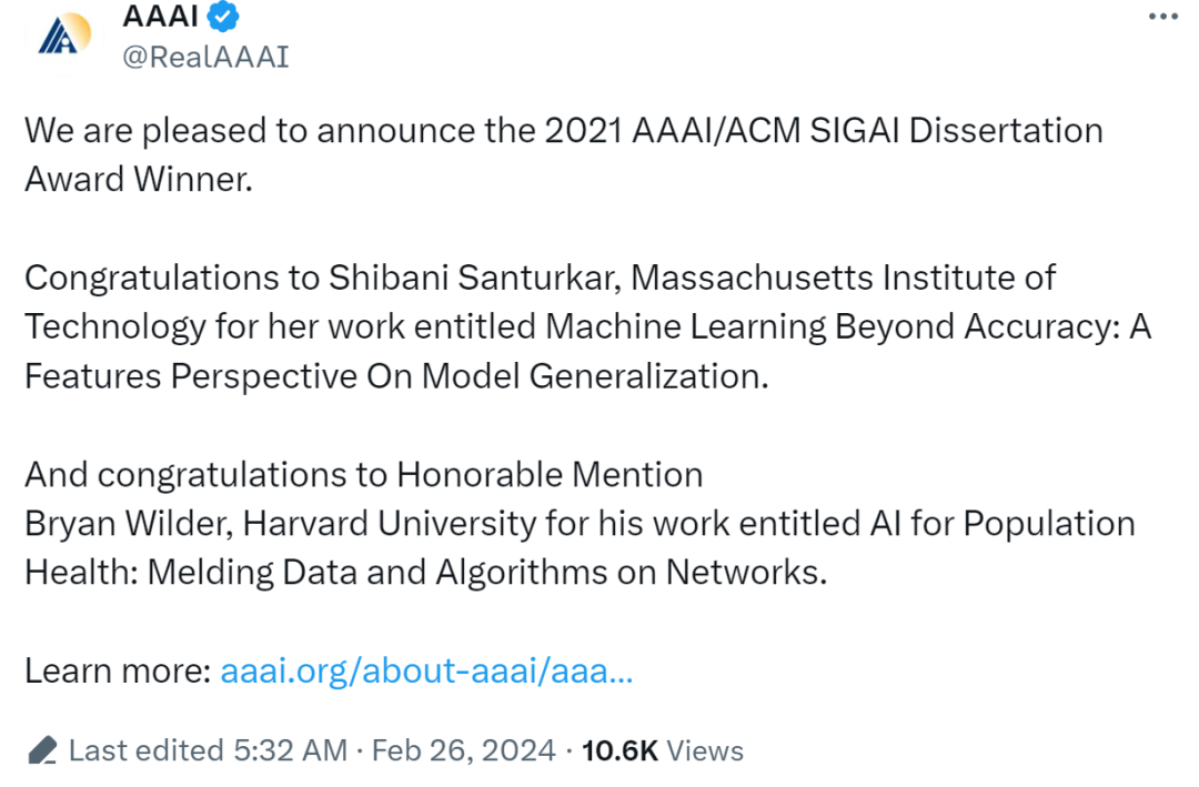 第三届AAAI/ACM SIGAI博士论文奖出炉，MIT博士260多页论文探索模型泛化