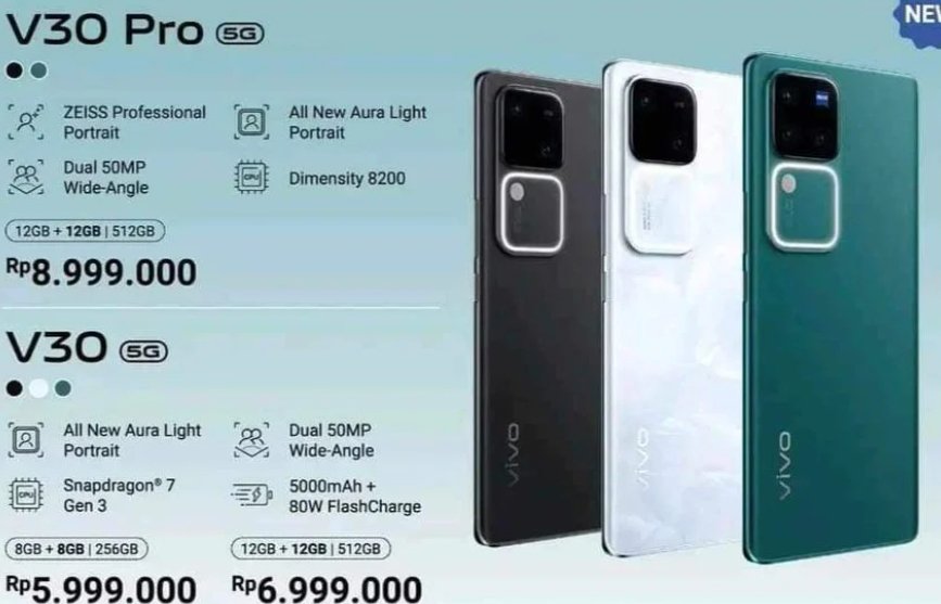 Vivo V30、V30 Pro的价格、配置在印尼上市前泄露