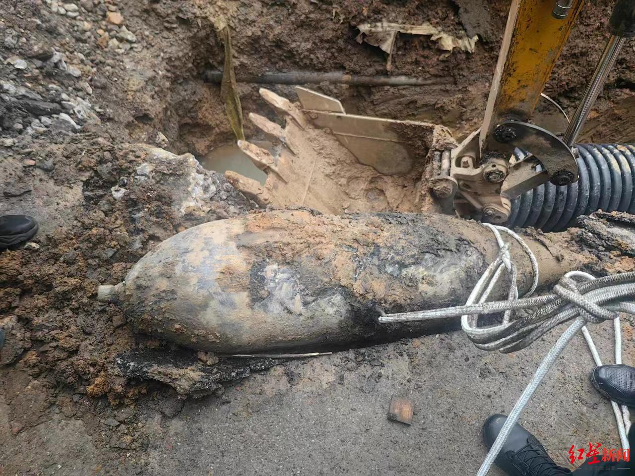 湘潭一工地发现一枚战争年代遗留炸弹：长约1.68米重500斤，将进行销毁