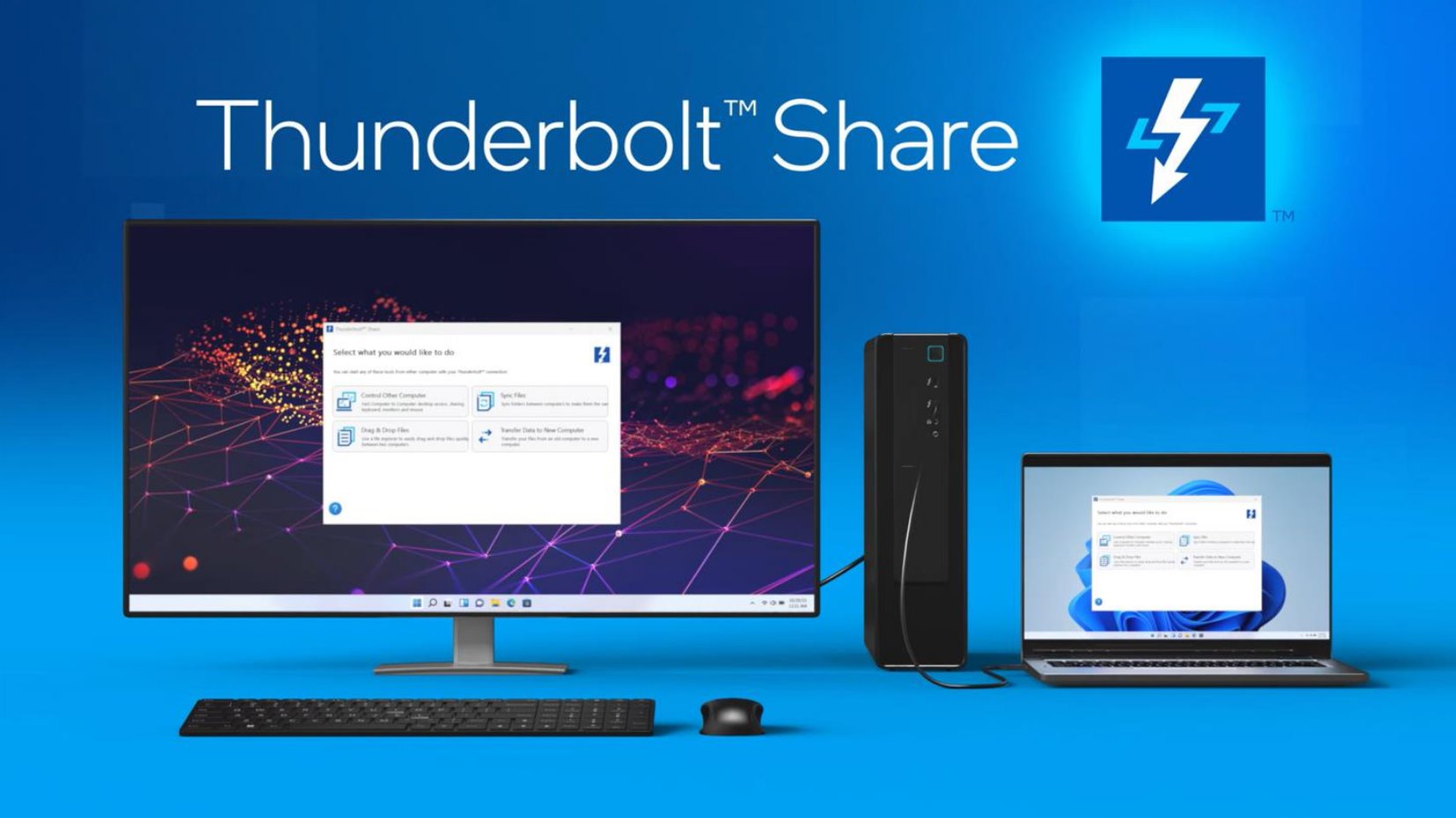 英特尔推出 Thunderbolt Share 软件：支持在两台电脑间传输数据、共享屏幕与外设