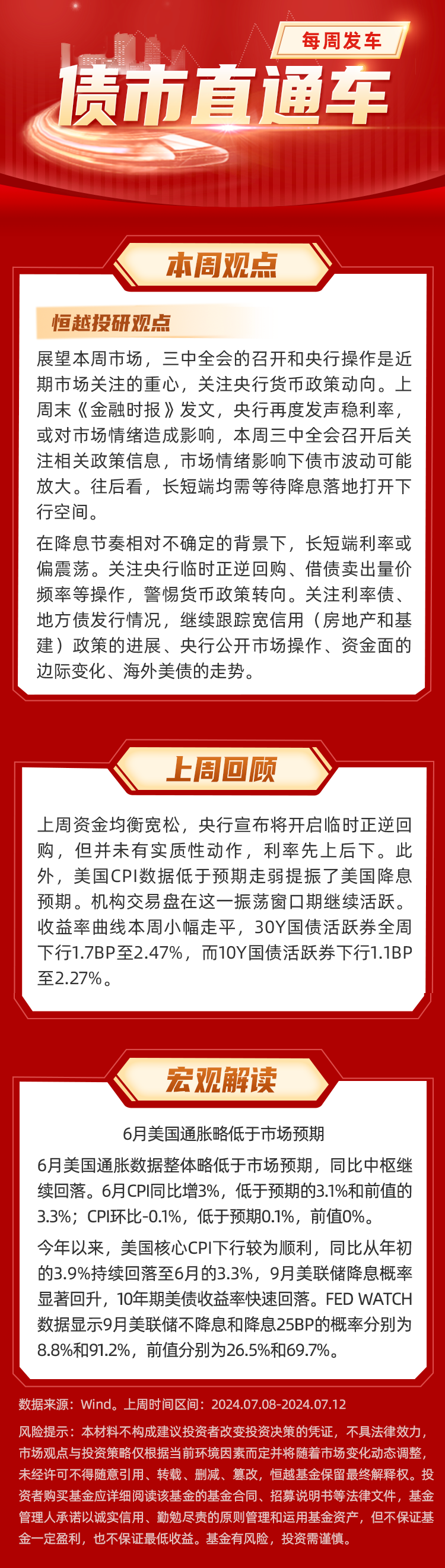 恒越基金债市直通车（7月8日~7月12日）