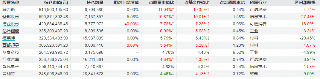 广发小盘成长二季报重仓股