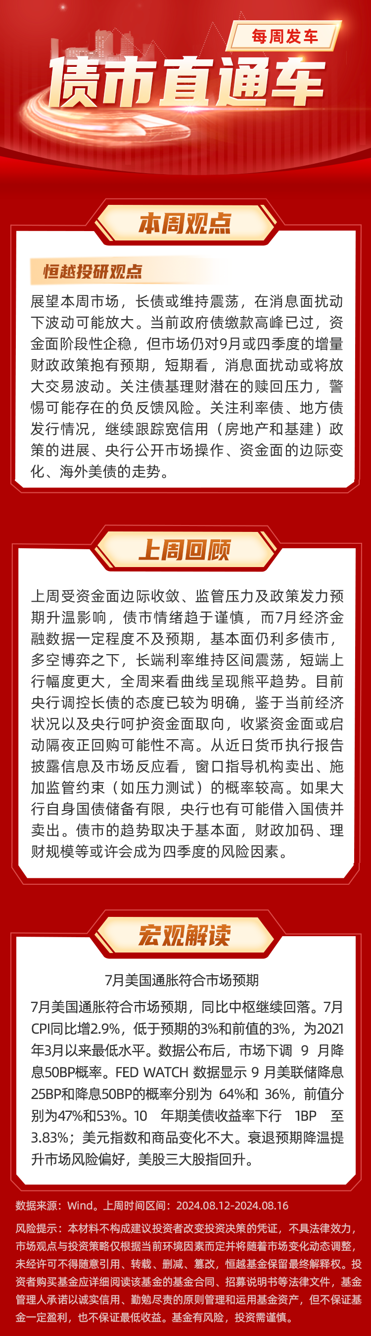 恒越基金债市直通车（8月12日~8月16日）