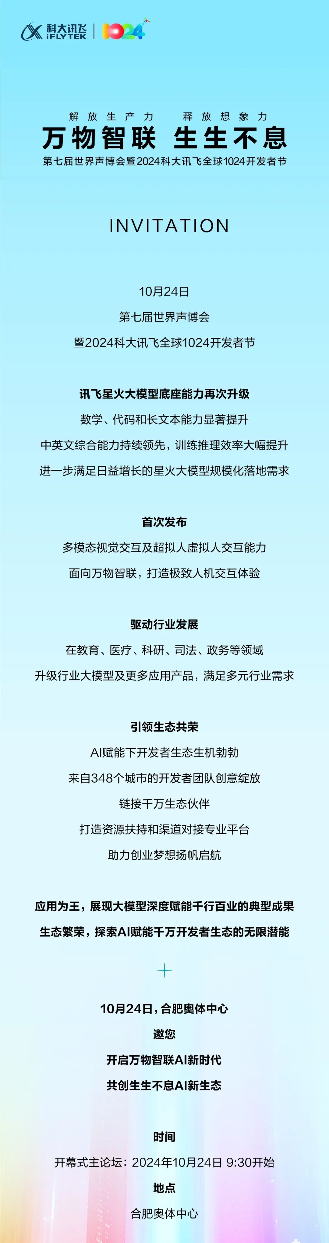 2024 科大讯飞全球 1024 开发者节官宣：首发多模态视觉交互、超拟人虚拟人交互能力