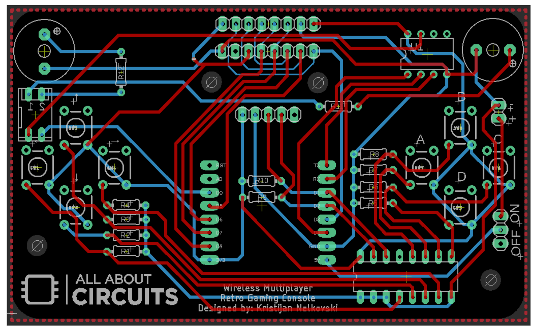 图2.复古游戏机的PCB布局