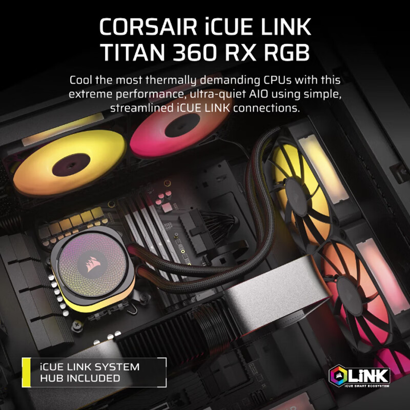 海盗船旗舰铜排 AIO 水冷 iCUE LINK TITAN 360 RGB 上市，1449 元起