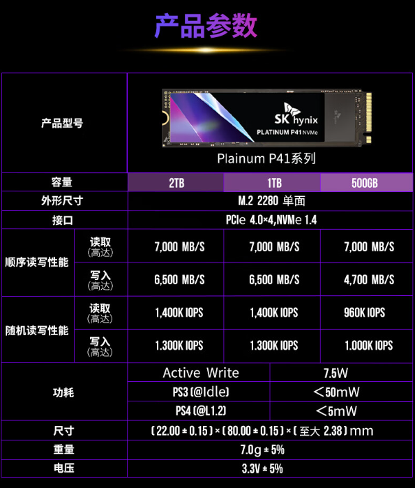 京东海力士 P41 固态硬盘 2TB7000 MB/s 读速秒杀价 934.21 元直达链接