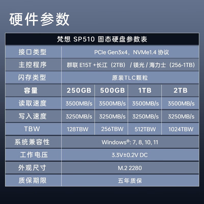 梵想SP510 1TB SSD固态硬盘仅售349元