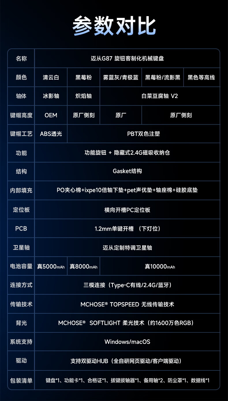 京东迈从（MCHOSE）G87 机械键盘99 元直达链接