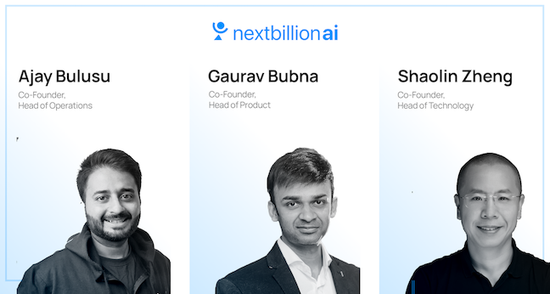 NextBillion.AI 的三位创始人 | 图片来源：官方网站