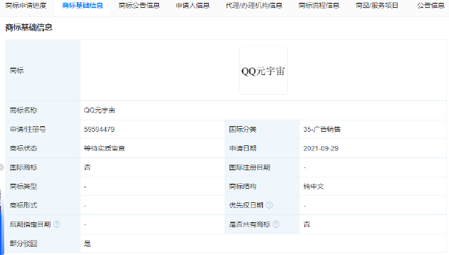 腾讯申请QQ元宇宙商标被驳回
